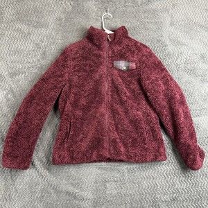 Pendleton Jacket Women’s Size M Woolen Mills Zip Up Sherpa Bomber Plaid Purple‎